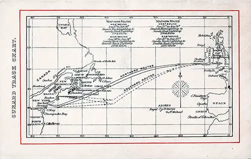 Cunard Atlantic Ocean Track Chart, 1900.