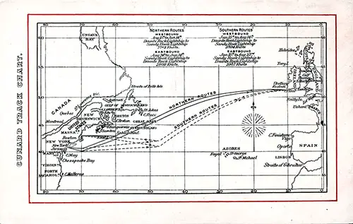 Track Chart on the Back Cover, Cunard Line RMS Lucania Saloon Passenger List - 20 April 1901.