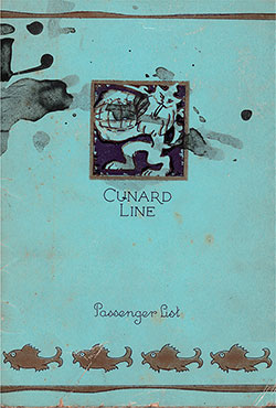 Front Cover, Cunard Line RMS Mauretania First Class Passenger List - 2 August 1930.