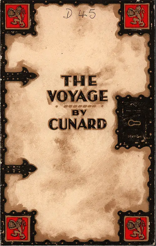 Front Cover, Cunard Line RMS Mauretania First Class Passenger List - 6 April 1932.