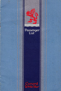 GGA Image ID # 172be8216c Front Cover of a First Class Passenger List from the RMS Mauretania of the Cunard Line, Departing 4 May 1949 from New York to Southampton Via Cobh and Le Havre