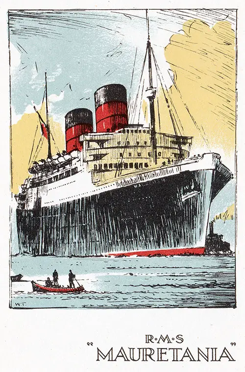 Painting of the Cunard Line RMS Mauretania - 4 May 1949.
