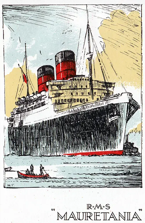 Painting of the Cunard Line RMS Mauretania - 15 July 1954.