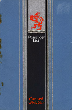 1947-09-25 Passenger Manifest for the RMS Media