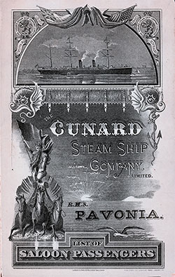 1887 Saloon RMS Pavonia of the Cunard Line