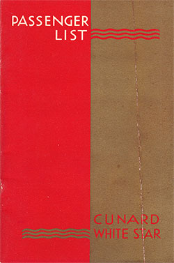 GGA Image ID # 16cb5de0c9 Front Cover of a First Class Passenger List from the RMS Queen Elizabeth of the Cunard Line, Departing 18 June 1952 from New York to Southampton via Cherbourg
