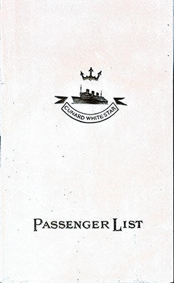 GGA Image ID # 13b8645d02 Front Cover, Cunard Line RMS Queen Mary Third Class Passenger List - 12 July 1939.