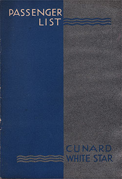 GGA Image ID # 12c944fefe Front Cover, Cunard Line RMS Queen Mary Cabin Passenger List - 28 January 1950.