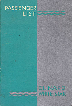 Front Cover of a Tourist Class Passenger List from the RMS Queen Mary of the Cunard Line, Departing 24 May 1950 from New York to Southampton via Cherbourg