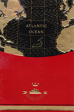 Front Cover of a Tourist Class Passenger List from the RMS Samaria of the Cunard Line, Departing 24 July 1936 from Liverpool to New York and Boston via Belfast and Greenock