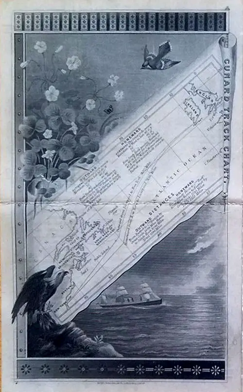 Back Cover of a Cunard Line RMS Servia Saloon Passenger List from 8 July 1882.