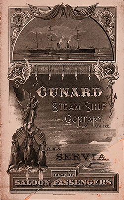 1887-06-18 Passenger Manifest for the SS Servia