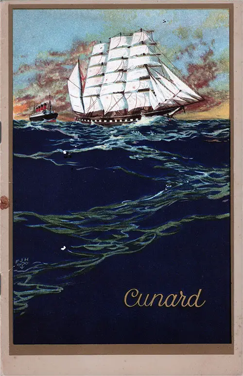 Front Cover, Cunard Line TSS Tuscania Second Class Passenger List - 9 August 1929.