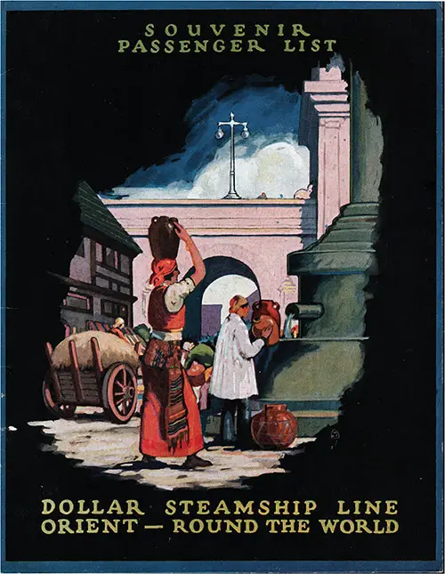 Front Cover of a Cabin Class Passenger List from the SS President Van Buren of the Dollar Steamship Line, Departing 30 September 1926 from New York to Shanghai