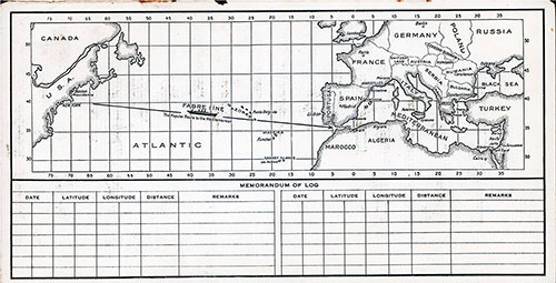 Track Chart and Memorandum of Log (Unused), SS Alesia Cabin Class Passenger List - 19 June 1930.