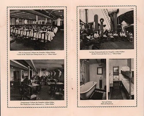 Scenes from the Third Class on the SS Albert Ballin of the Hamburg-America Line, 1926.