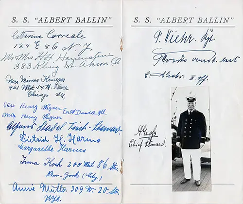 Centerfold of Autographs Collected During Voyage of the Albert Ballin 6 July 1927.