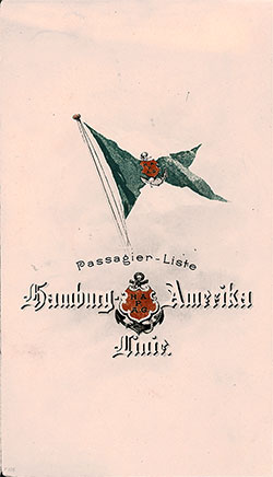 Passenger Manifest, Hamburg-Amerika Linie, Auguste Victoria, 1897 