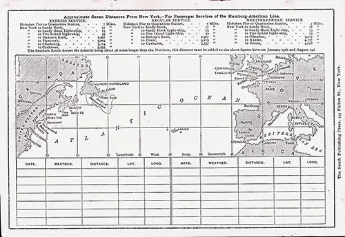 Back Cover of a Cabin Passenger List for the SS Batavia of the Hamburg-American Line Dated 1 June 1907.