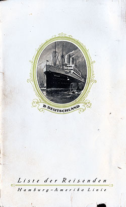 Front Cover, SS Deutschland Passenger List 30 July 1926