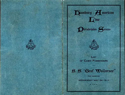 1911-05-24 Passenger Manifest for the SS Graf Waldersee