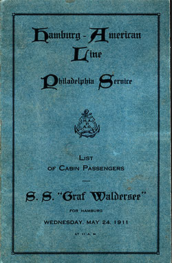 1911-05-24 Passenger Manifest for the SS Graf Waldersee