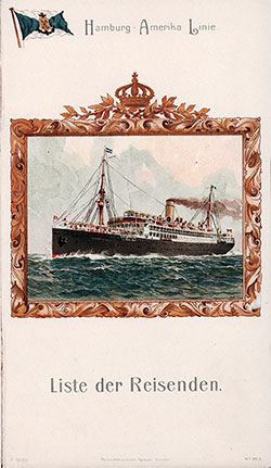Passenger Manifest, SS König Wilhelm II, Hamburg America Line, September 1909, Boulogne to Rio de Janeiro