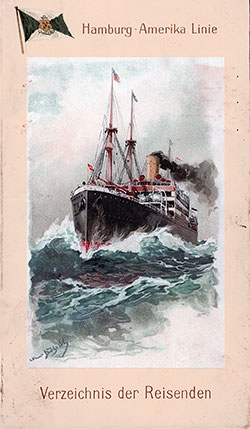 Front Cover of a Second Cabin Passenger List for the SS Patricia of the Hamburg America Line, Departing 28 September 1912 from Hamburg to New York