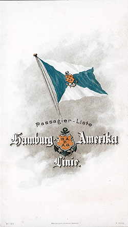 Front Cover, Passenger Manifest, SS Pretoria, Hamburg America Line 1903
