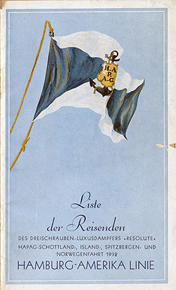 Front Cover, 1932-07-16 SS Resolute Passenger List
