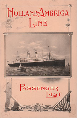 Passenger Manifest, Nieuw Amsterdam, 17 September 1910
