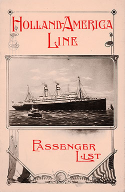 Passenger Manifest, Holland America Line TSS Statendam, 1908, Rotterdam to New York 