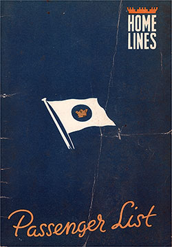GGA Image ID # 12fb00d35c Front Cover, Home Lines MS Italia Tourist Class Passenger List - 20 October 1952.