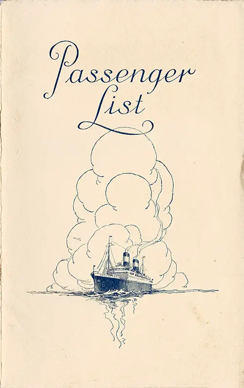 Front Cover - 10 April 1926 Passenger List, SS Colombo, N.G.I. Italian Line