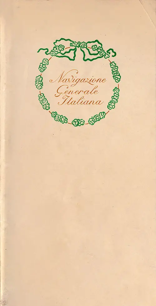 Passenger List, NGI Navigazione Generale Italiana SS Colombo, 1927 Genoa to New York