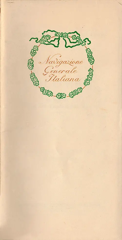 One Class Passenger List from the SS Colombo of the NGI Line, Departing 7 September 1927 from Genoa to New York