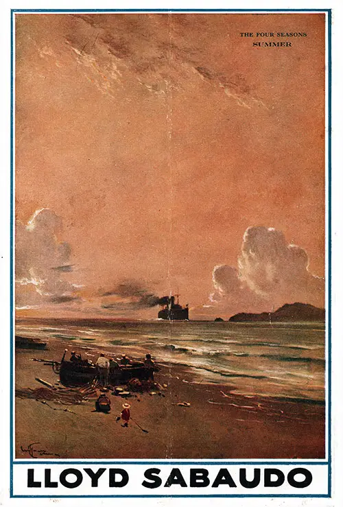 A Mediterranean Scene With a Steamship in the Background Adorns the Cover of This Lloyd Sabaudo Passenger List From 1927.