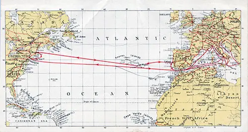 Track Chart - 22 May 1937 Passenger List, SS Roma, Italia Line