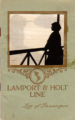 GGA Image ID # 170daaa455 Front Cover of a First Class Passenger List from the SS Vandyck of the Lamport & Holt Line, Departing 9 July 1914 from Buenos Aires to New York via Montevideo, Santos, Rio de Janeiro, Bahia (Salvador), Trinidad (Port of Spain), and Barbados (Bridgetown)