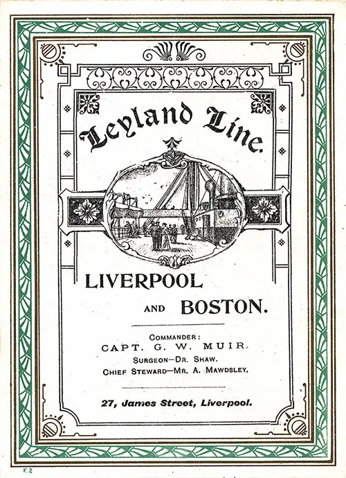 1901-10-05 Passenger List for the SS Devonian