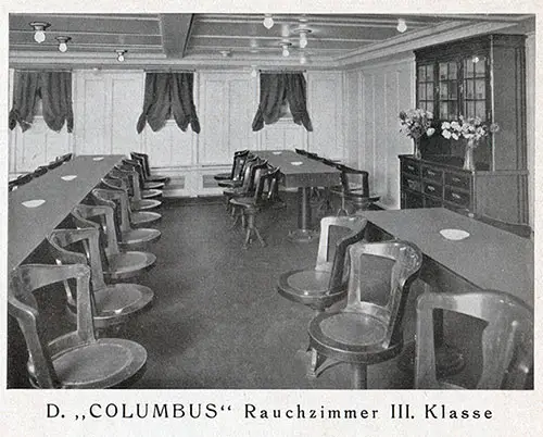 Third Class Smoking Room on the SS Columbus.