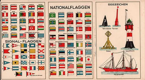 Signal Flags, Natonal Flags, and Sea Markings from the 3 October 1930 Passenger List of the SS Bremen.