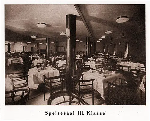 Third Class Dining Room (Speisesaal der dritten Klasse).