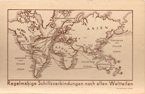 Route Map on the Back Cover, North German Lloyd SS Bremen Tourist Third Cabin and Third Class Passenger List - 27 August 1931.