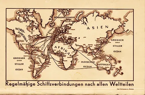 Route Map on the Back Cover, North German Lloyd SS Bremen Tourist Third Cabin and Third Class Passenger List - 15 September 1931.