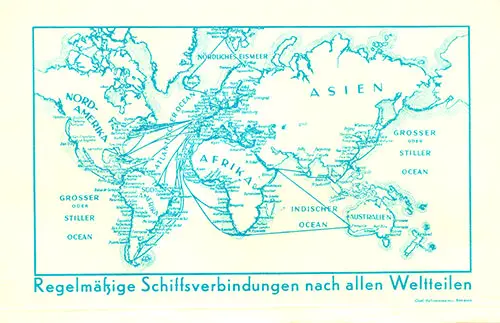 Track Chart on the Back Cover, North German Lloyd SS Bremen Tourist Third Cabin and Third Class Passenger List - 1 July 1932.