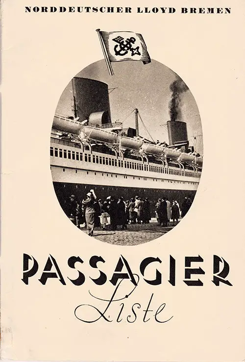 The Photo Insert on the Cover of a 1935 Passenger List of Passengers Preparing To Board the Ocean Liner of the Norddeutscher Lloyd.