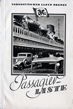 Front Cover, 1936-06-23 SS Bremen Passenger List
