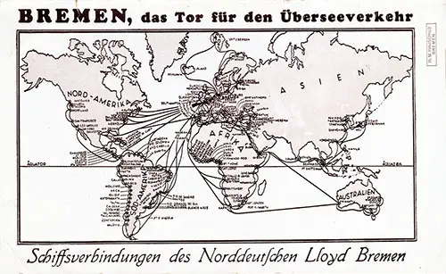 Track Chart of the Worldwide Connections of Norddeutscher Lloyd.