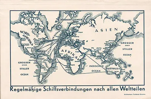 Track Chart on the Back Cover, North German Lloyd SS Europa Tourist Third Cabin and Third Class Passenger List - 26 July 1935.